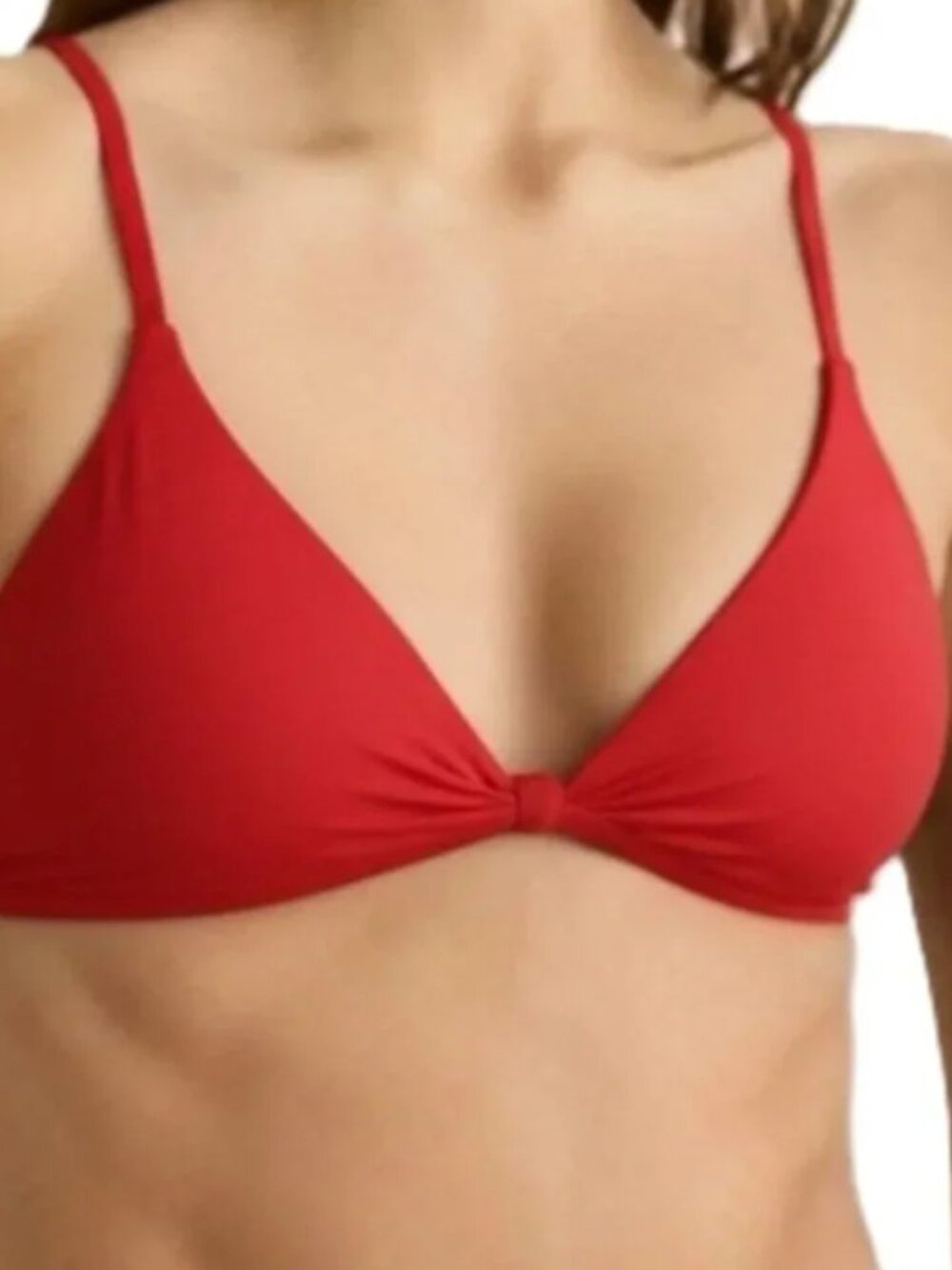 NWT QUINCE Italian Knotted Triangle Bikini Top Small Cherry 9420